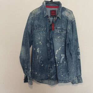 Jordan Craig Blue Denim Shirt Jacket XL #97
